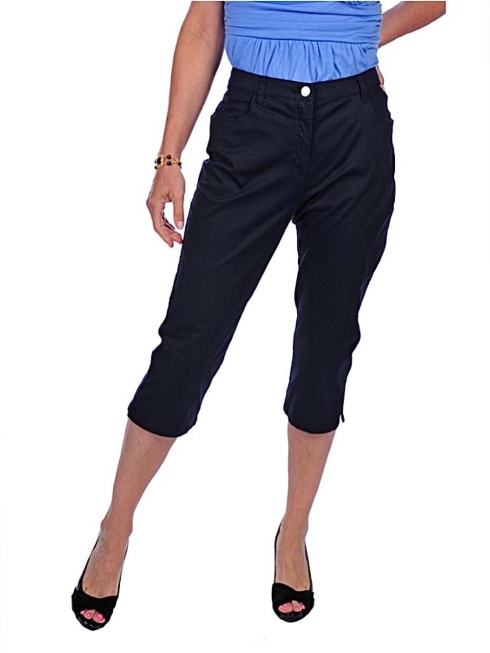 DKR Apparel Cotton Capri with Side Slit-Black
